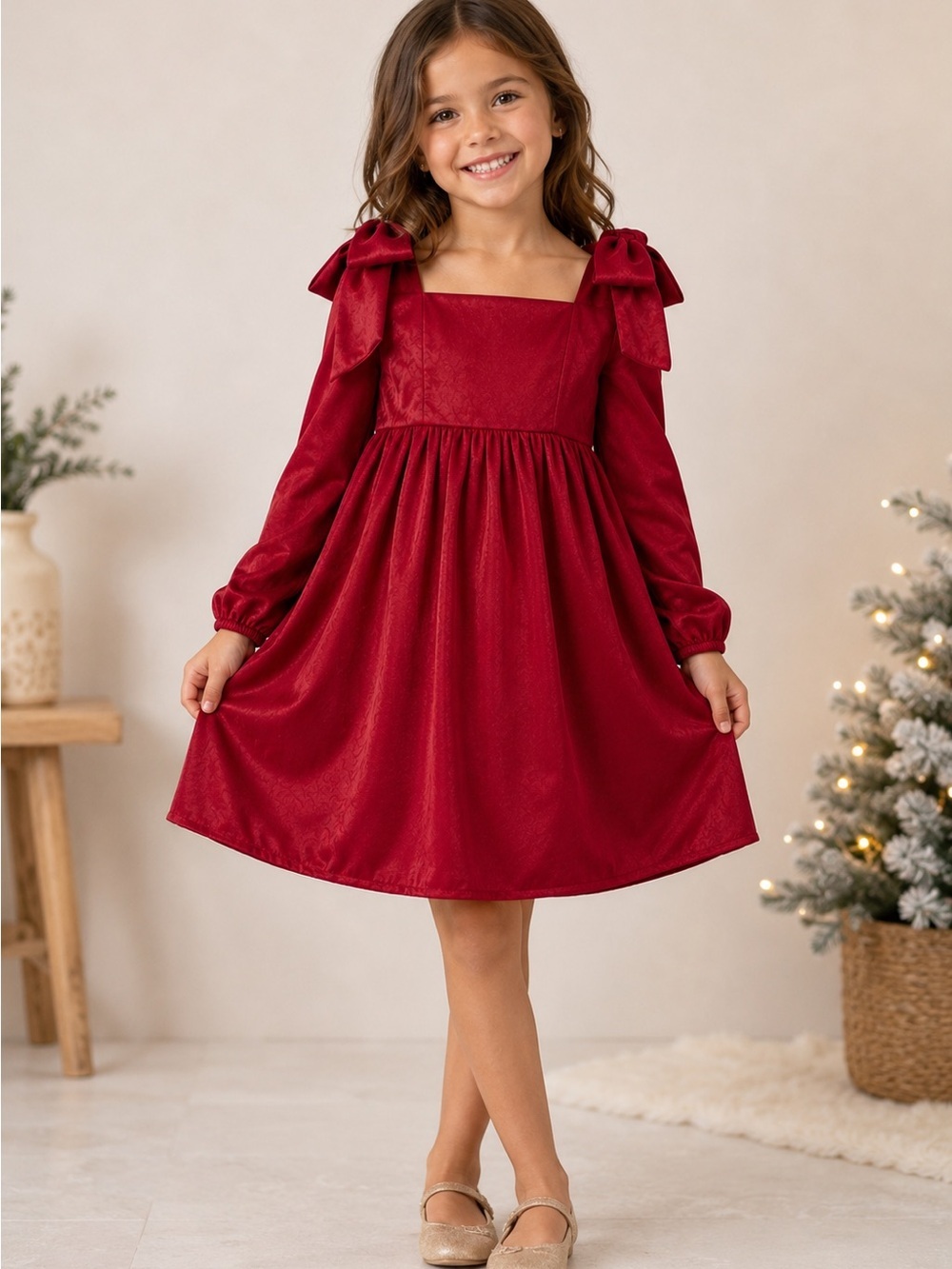21. Speechless • NWT Girls' Red Velvet Bow-Shoulder Party Dress